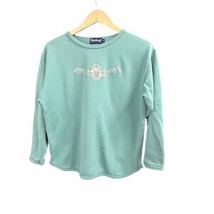 Unique Vintage Teal Crewneck Sweatshirt Granny Floral